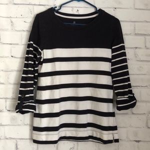Navy Blue/White Stripe 3/4 Sleeve Shirt